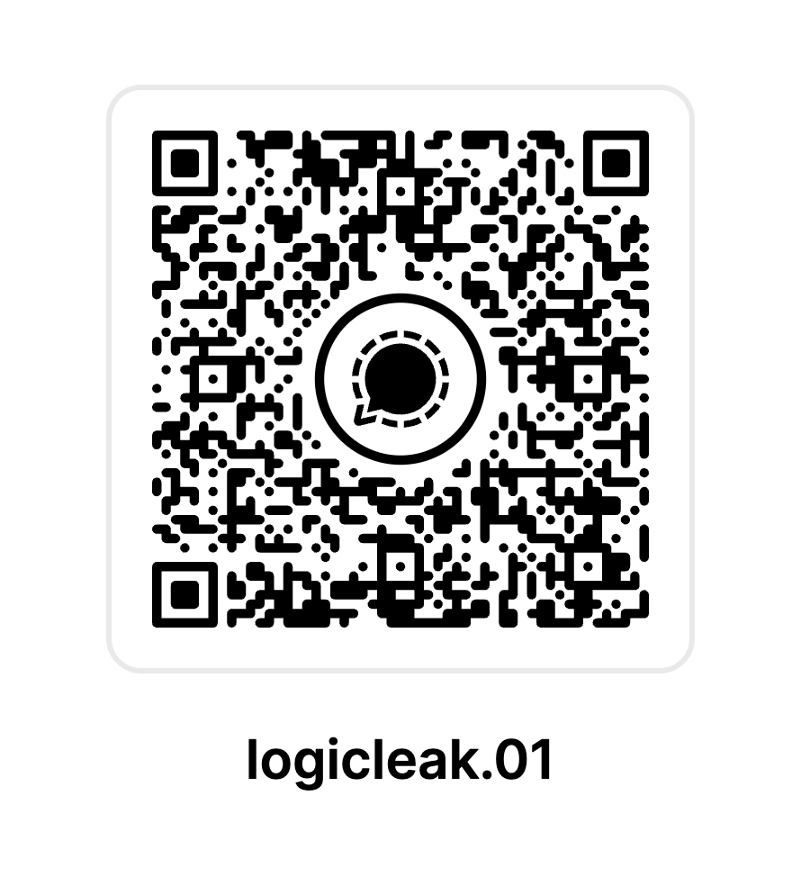 Signal QR code linking to @logicleak.01 incident response channel